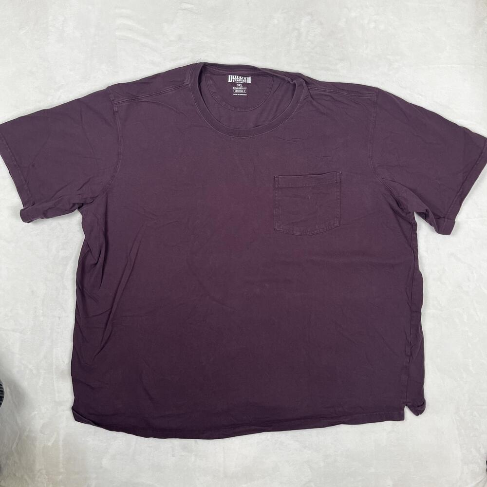 Duluth Trading Co T-Shirt Mens 3XL Maroon Burgundy Longtail T Relaxed Fit Pocket